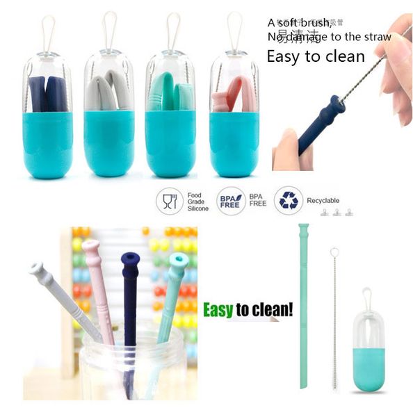 

foldable silica gel straws are easy to reuse, clean, portable, environmental friendly, and fda ready,capsule set