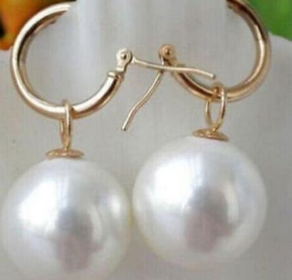 

charming south sea 10-11mm round white pearl pendant necklace 14k, Golden