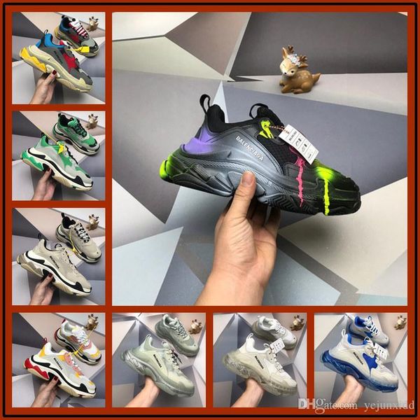 

aa luxuries triple s old dad shoes tripler sneakers green clear sole chaussures retro scarpe women zapatos men hommes hombre zapatillas mens, Black