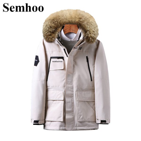 

men's down & parkas 2021 winter jacket hooded real fur collar casual fashion thick warm overwear plus size s---3xl, Black