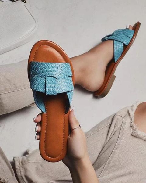 

women slippers summer beach slippers flat sandals blue slip on open toe women outdoor slipper shoes woman sandals, Black