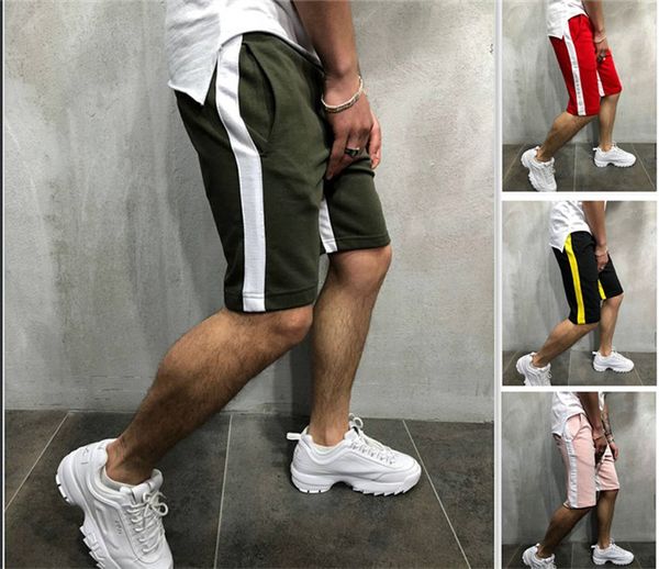 

men trousers designer striped panelled sashes casual pants 2020 summer spring knee length teenager active pants, White;black