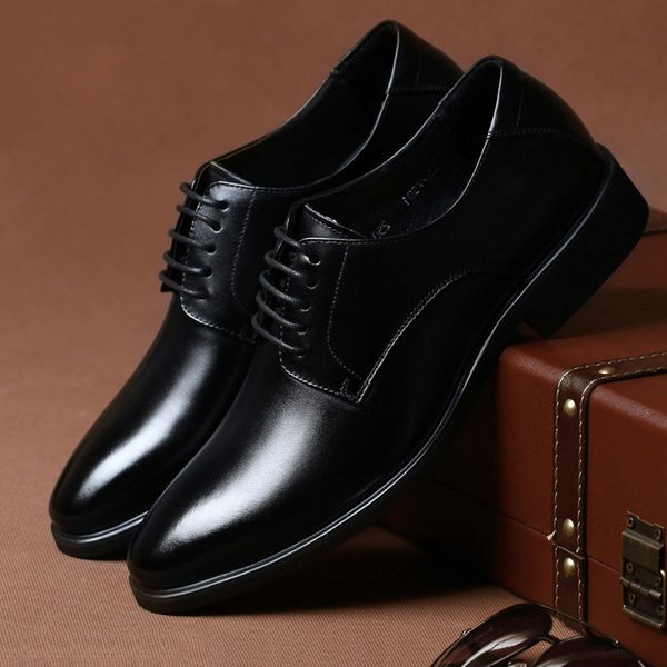 

winter man shoe business correct dress genuine leather sharp england youth, Black