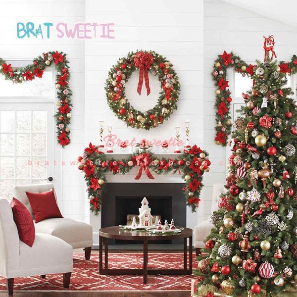 

2019 christmas wreath garland ornament door hanger decorations for home outdoor 2020 new year xmas fireplace decorating supplies y191104