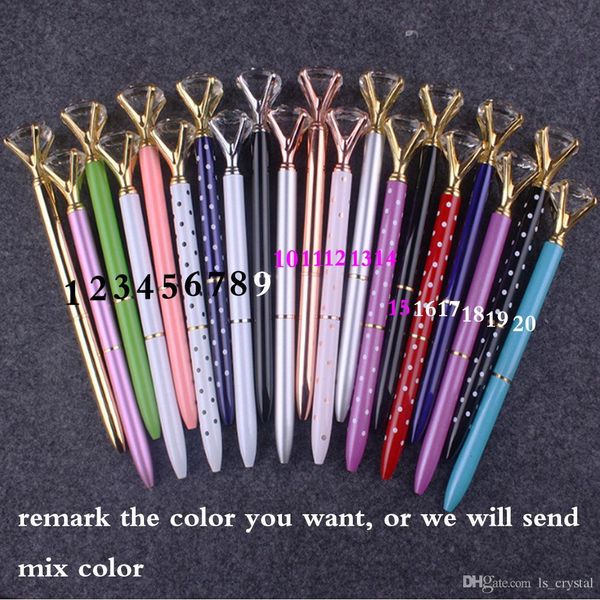 

ballpoint pen big gem metal ball pen with large diamond blue and black ink magical pen fashion school office supplies wj003, Blue;orange