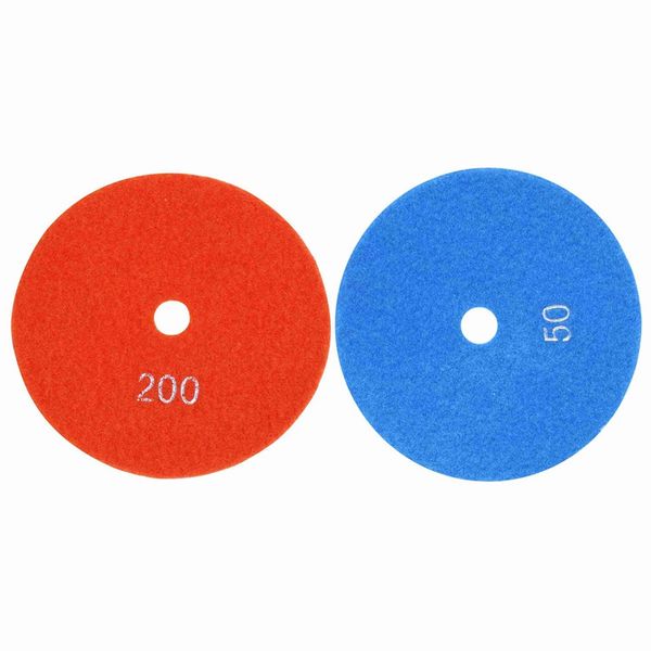 

2 pcs 5 inch 125mm wet diamond polishing pads marble granite grits, 200 & 50
