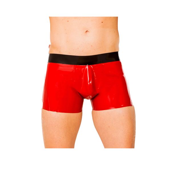 

100% 2019 new latex black waist and red boxer shorts tight underwear size xxs-xxl, Black;white