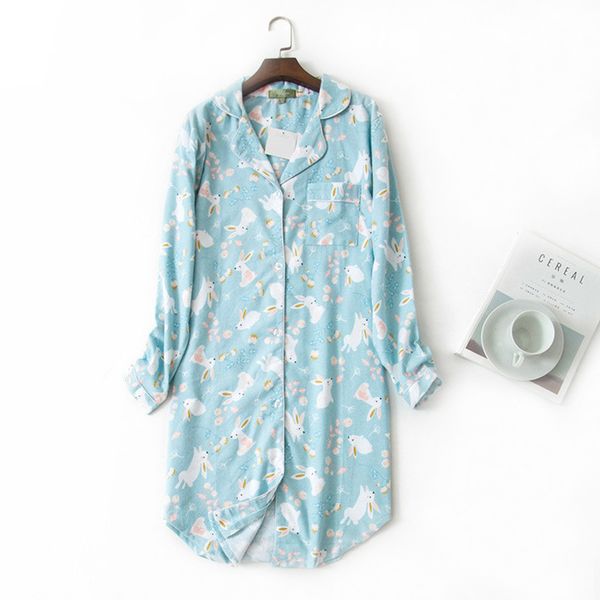 

autumn women sleepwear cute rabbit print nightdress nightgown women sleepshirts cotton night dress female home nightwear, Black;red