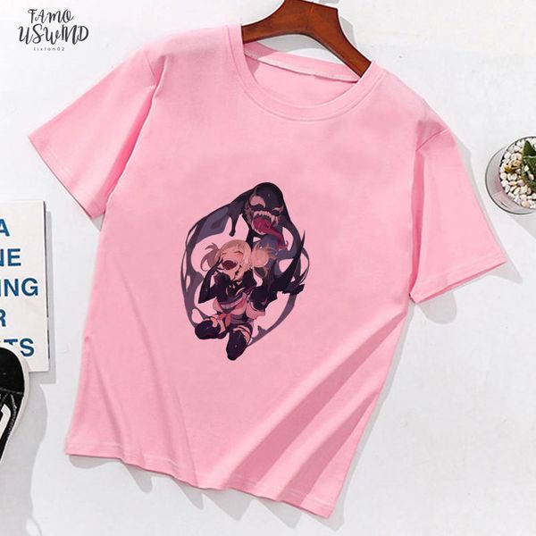 

yandere химико тога kawaii печати футболка otaku лето с коротким рукавом женщины одежда harajuku japanses япония стиль anime girl pink t shi, White