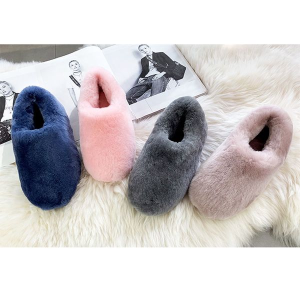 

real wool women's shoes fluff slide furry slippers fashion women casual shoes sandals fur sliders slipper s2o, Black