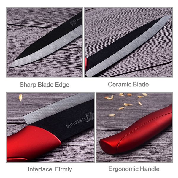 

xyj black blade ceramic kitchen knives sets 3 4 5 6 inch paring utility slicing chef knife + ceramic peeler wave handle knives