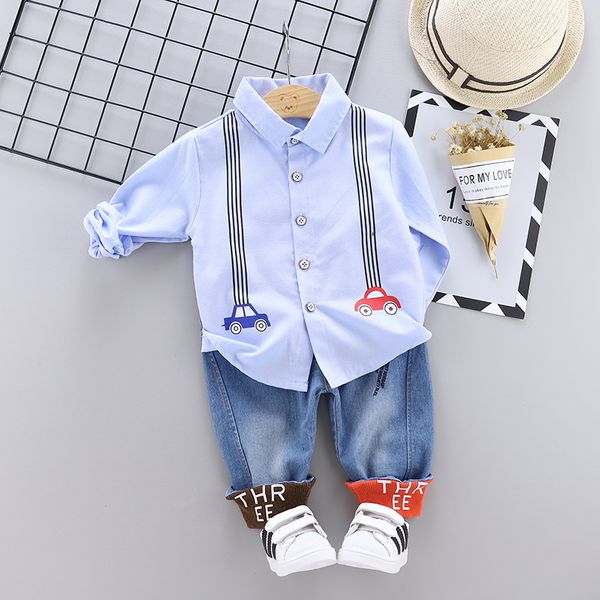 

toddler baby boys clothes clothing sets 2pc kids infant boy shirt + jeans outfits suits child bow tie outfit tracksuits, White