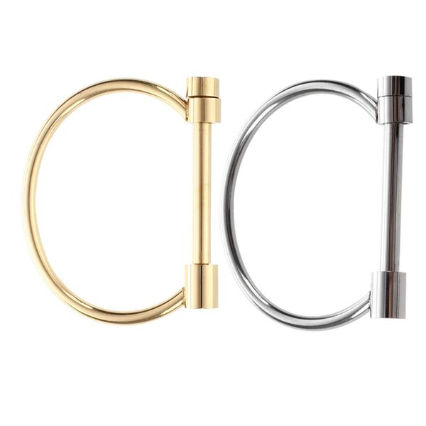 

2 pcs fashion shackle screw cuff bracelet stainless steel bracelets & bangles silver & gold, Black