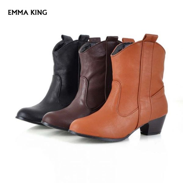 

autumn new western boots cowboy boots women ankle for women winter fashion botines mujer 2019, Black