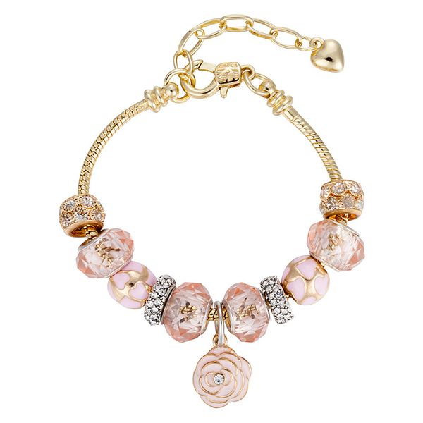 

новая мода эль diy цветы капельного масла розовый кристалл fit pandora бусы браслеты 18 к позолоченный браслет женщины любят браслеты шарма, Black