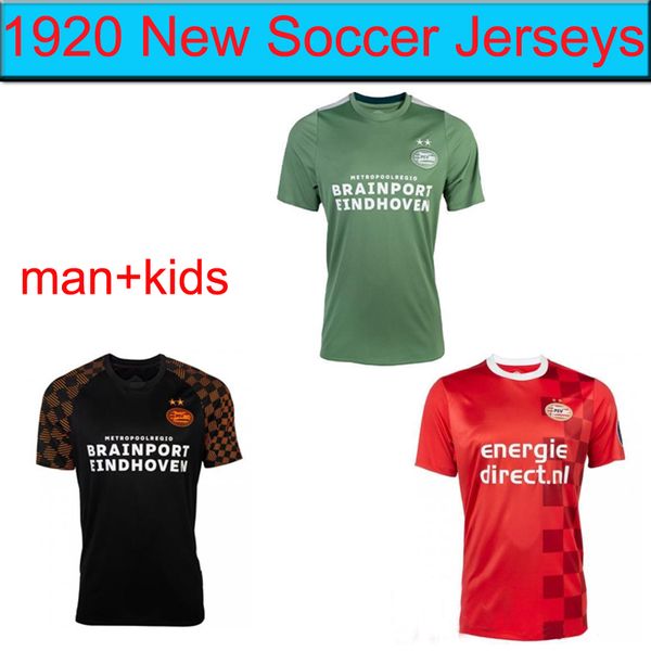 

19 20 psv eindhoven soccer jerseys bruma malen home away doan mitroglou 2019 2020 bergwijn football shirts third man kids kit camisetas, Black;yellow