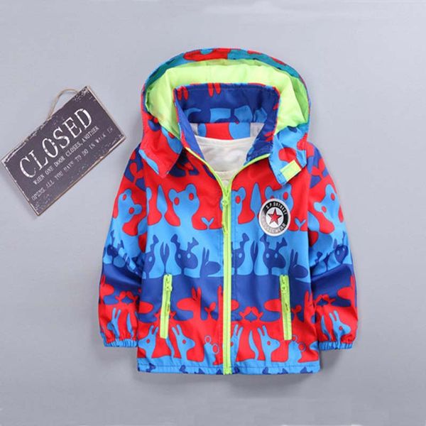 

bibicola spring jacket for boys autumn children coats hoodie waterproof windbreakers boys jackets kids long sleeve printed coat, Blue;gray