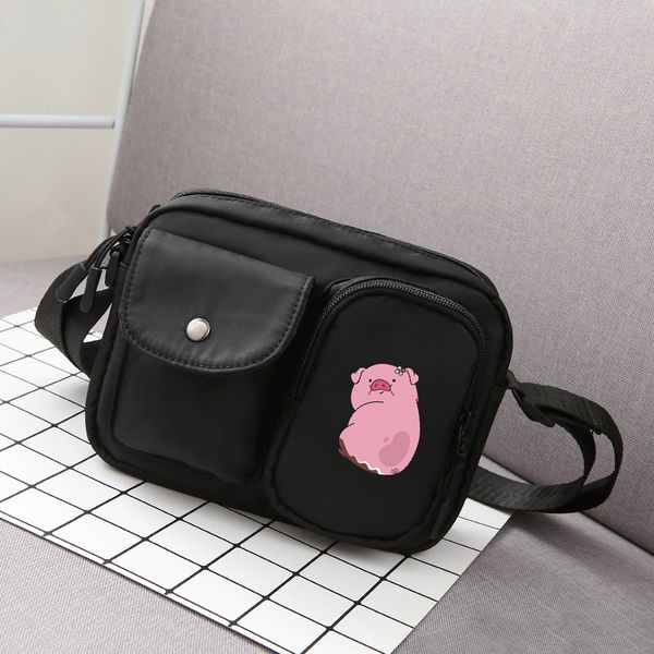 

cute cartoon pig messenger bags oxford waterproof shoulder crossbody bags multiple pocket small phone keys cards bag