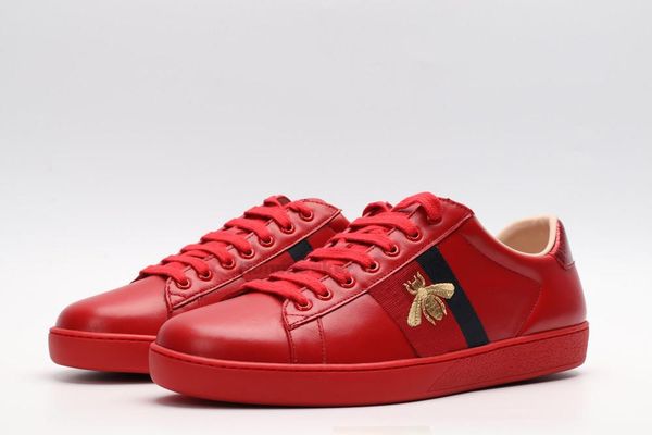 

2020 new shoes for men woman luxury triple black white red leather casual shoes vintage star stripe snake bee sneakers platform