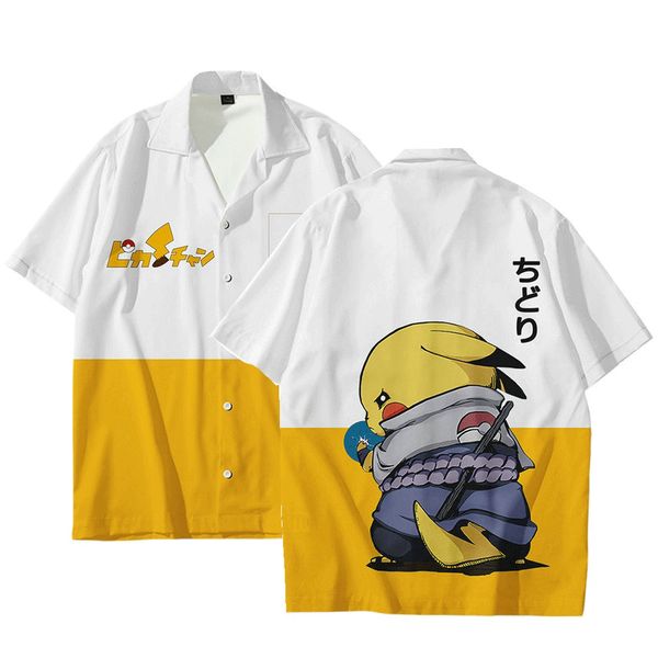 

wamni shirt for men and women harajuku open stitch short sleeve button down pocket funny shirt streetwear, White;black
