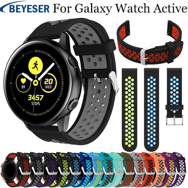 

soft silicone watchband for samsung galaxy watch active classic replacement bracelet watch belt 20mm strap gear s2/sport straps, Black;brown