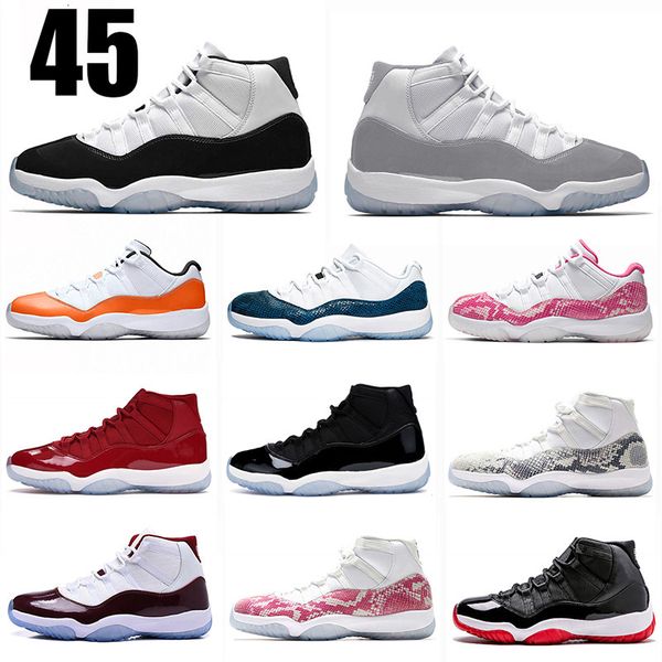 

xi jumpman 11 concord 11s new vast grey snakeskin pink white high low mens basketball shoes orange trance womens sports trainers sneaker, Black