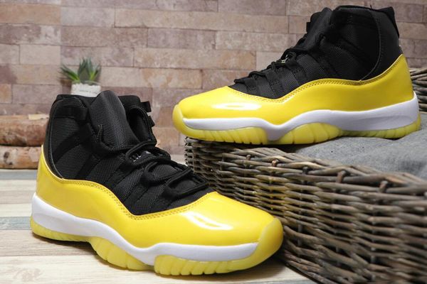 

2019 new arrive jumpman 11 xi black yellow basketball shoes 11s black white blue red mens sports sneakers size 40-46