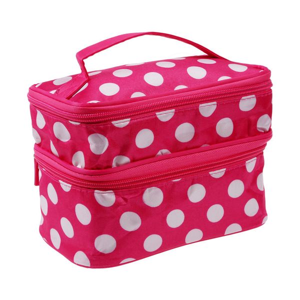 

chic lady's dot makeup cosmetic tool storage toiletry rose white