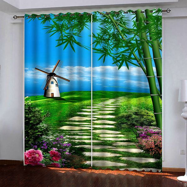 

green park scenery window 3d curtain for bedroom living room office l home decorative wall custom size