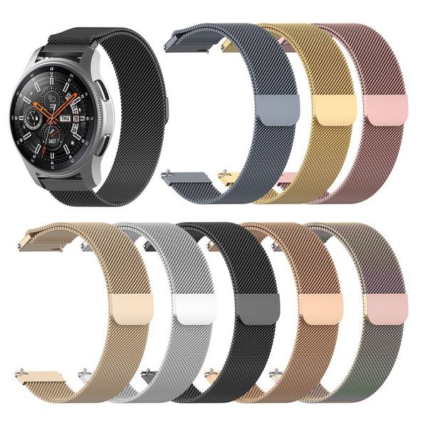 

22mm milanese loop strap for samsung gear s3 galaxy watch 46mm 42mm active 2 band 20mm stainless steel band for gear s2 amazfit, Black;brown