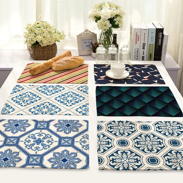 

cammitever purple geometric printed table mats watercolor dining table placemats