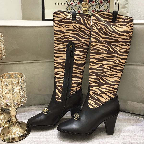 

autumn and winter high grade joker high heel women boots lattice winter exquisite new women's boots fashion knee plaid high boots