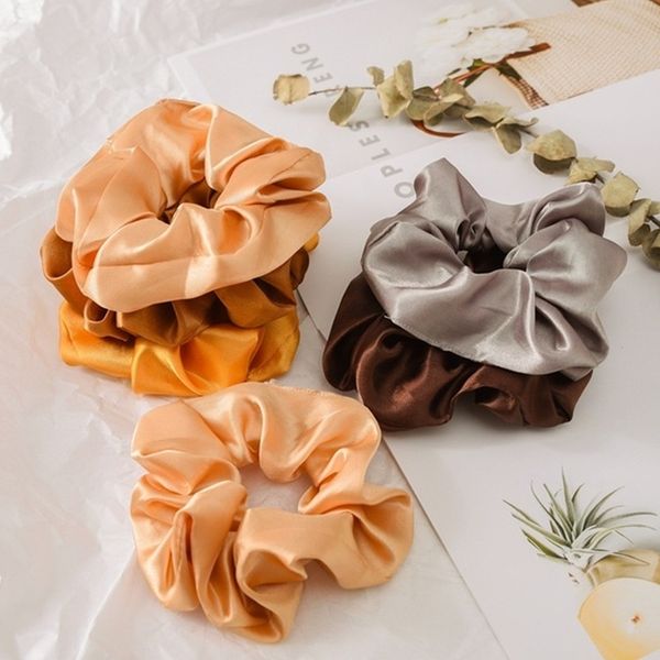 

40pcs/lot women silk solid scrunchies elastic satin hairbands girls hair tie hair rope hair accessories(random color), Slivery;white