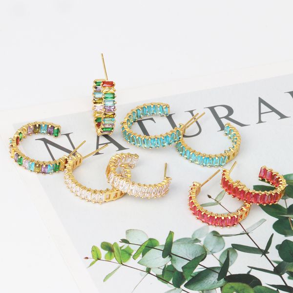 

jujia summer colorful crystal earrings women round circle small earrings boho bridal statement jewelry bijoux, Golden;silver
