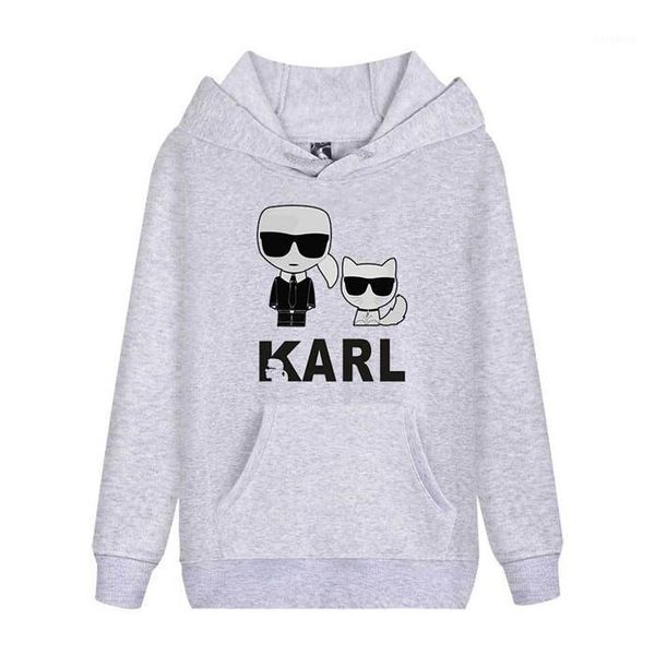 

hoodies karl print solid color long sleeve femle couple clothing fashion style casual apparel mens autumn desinger, Black