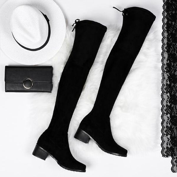 

eperfett/2019 women's shoes overlap boots autumn and winter high-heeled shoes women's size 32 33-41 42 4344, Black