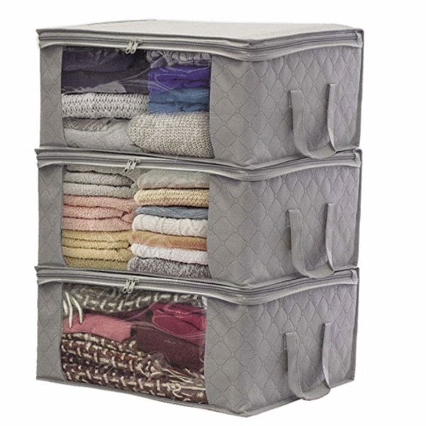 

large capacity clothes storage for home bed foldable dustproof zipper transparent patchwork storage bag closet organizer boxes