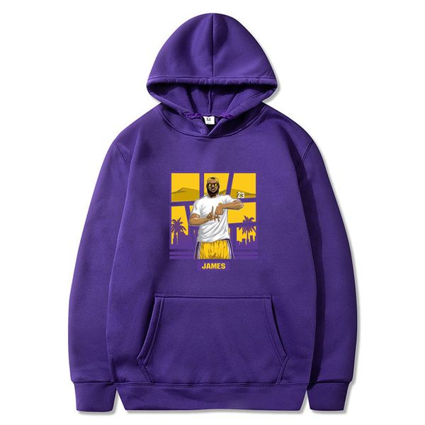 Dybory Lebron James 23# Los Angeles Lakers Sweat /à capuche d/écontract/é pour homme Violet Taille M