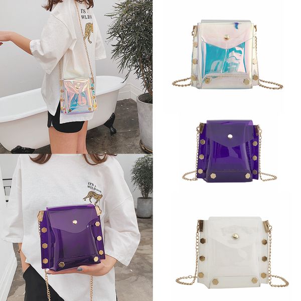 

3 стилей Прозрачный лазерный желе Мешок прозрачный Цепной Лоскут Сумки На Ремне Ж