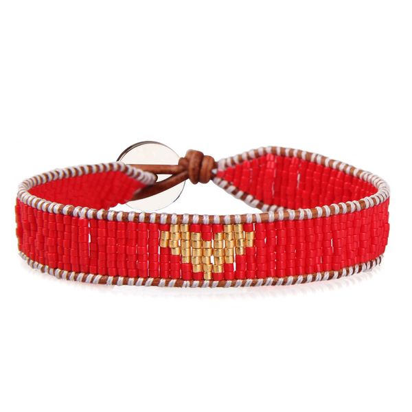 

kelitch boho miyuki seed beaded bracelets handmade friendship leather wrap cuff bracelets bangles for women lovers charm jewelry, Golden;silver