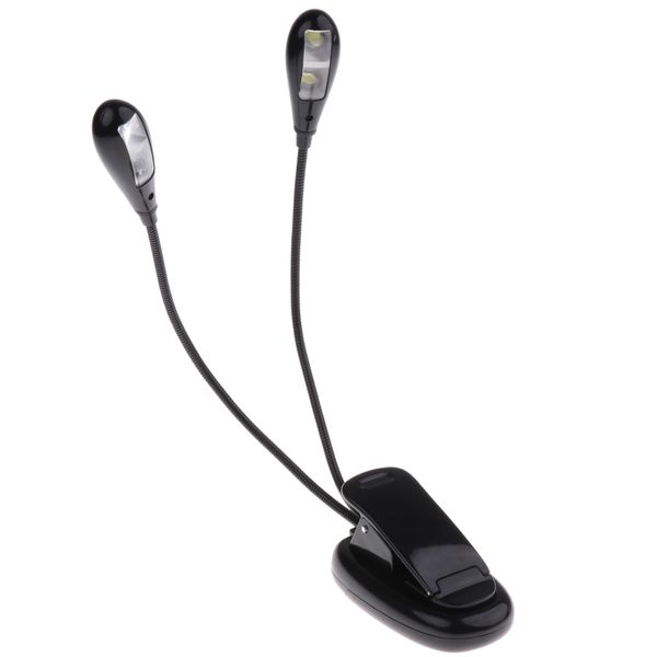 

adjustable 4 leds 2 arms music stand clamp lamp clip-on music score light reading light illumination 29cm