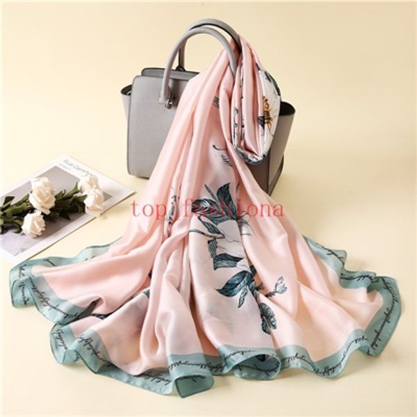 

spring autumn 100% silk scarf 2019 women letter shawl scarf fashion long neck ring christmas gift wholesale 180x90cm, Blue;gray