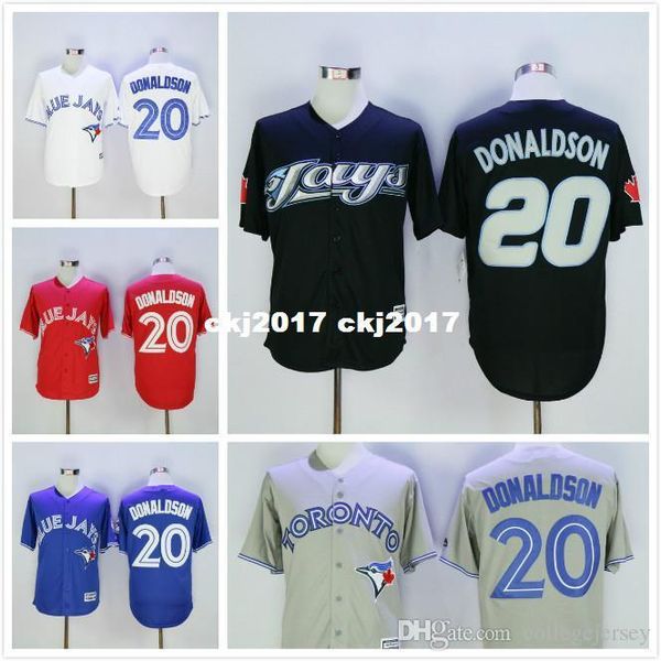 

20 josh donaldson jersey red white gray blue navy blue, Blue;black
