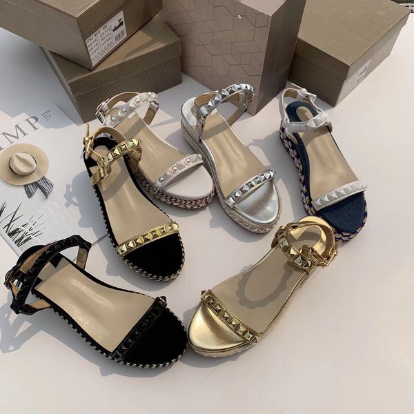 

pyraclou sandals women red bottom shoes designer women wedge sandals luxury platform shoes ankle black studded strap with 6.5 cm heels