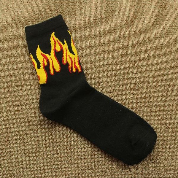 2020 Red Yellow Flame Crew Socks Lifelike Fire Socks Men Hip Hop Design ...