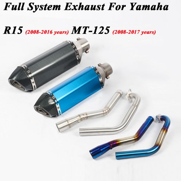 

full system for yamaha yzf r15 2016 r125 mt-125 2008-2017 motorcycle akrapovic exhaust escape muffler front link pipe db killer