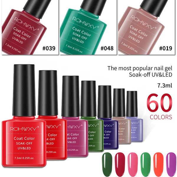

60 colors uv led gel nail polish nude polygel sequins nail gel polish soak off uv led varnish art lacquer 7.3ml, Red;pink