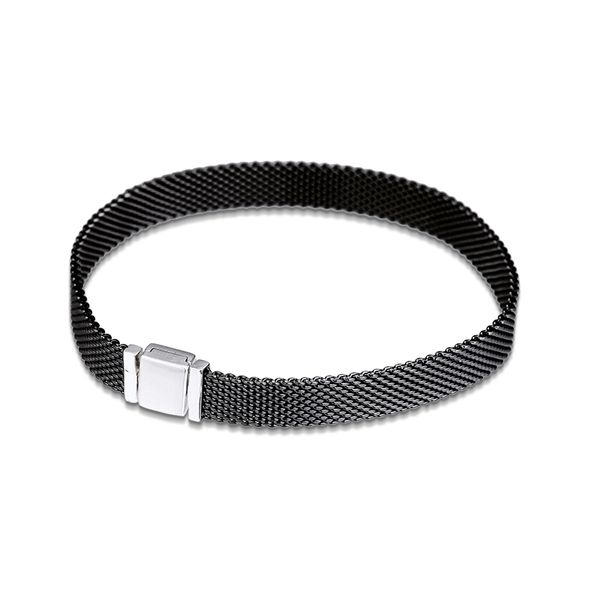 

qandocci 100% 925 sterling silver jewelry oxidised mesh bracelets ing, Black