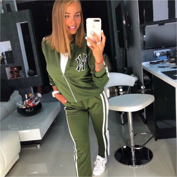 

autumn 2019 women's patchwork casual pants and sweater set, Gray