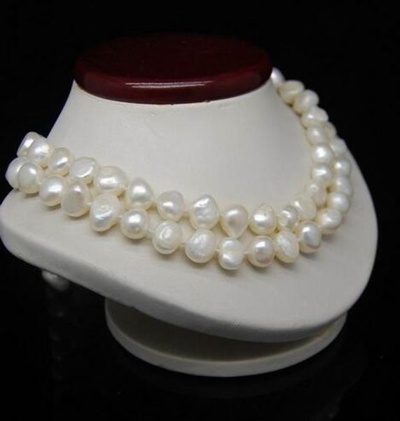 

32 "long 8-9mm white color irregular pearl necklace, Silver